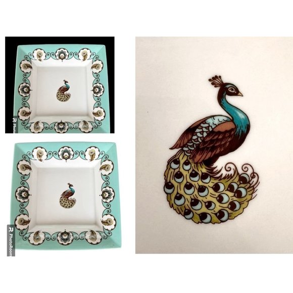 NWT Vera Bradley Peacock Dish My Home Andrea Sadek Turquoise Square - Picture 3 of 12